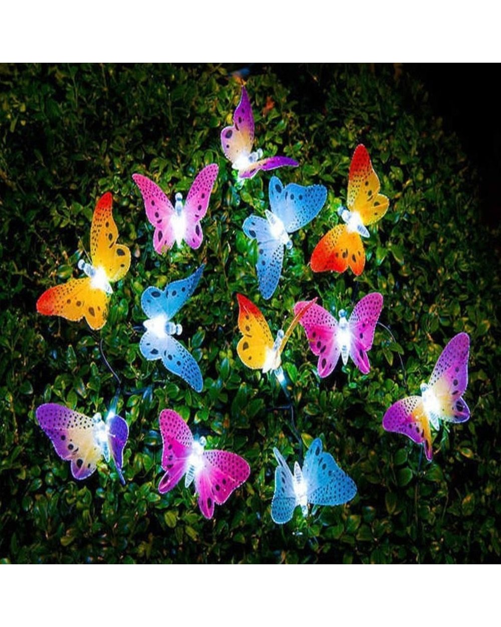 Led Solar Powered Butterfly Fiber Optic Fairy String Light front-0