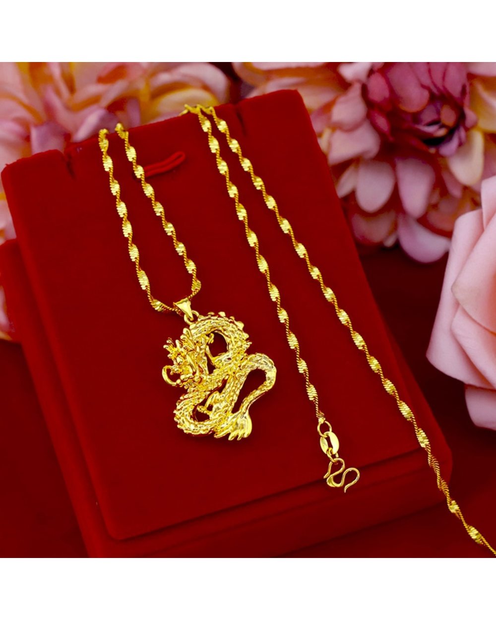 Dragon Pendants Round Cross Chain Short Long Mens Womens Necklace Jewelry Gift 45cm(18inch) Chain front-1