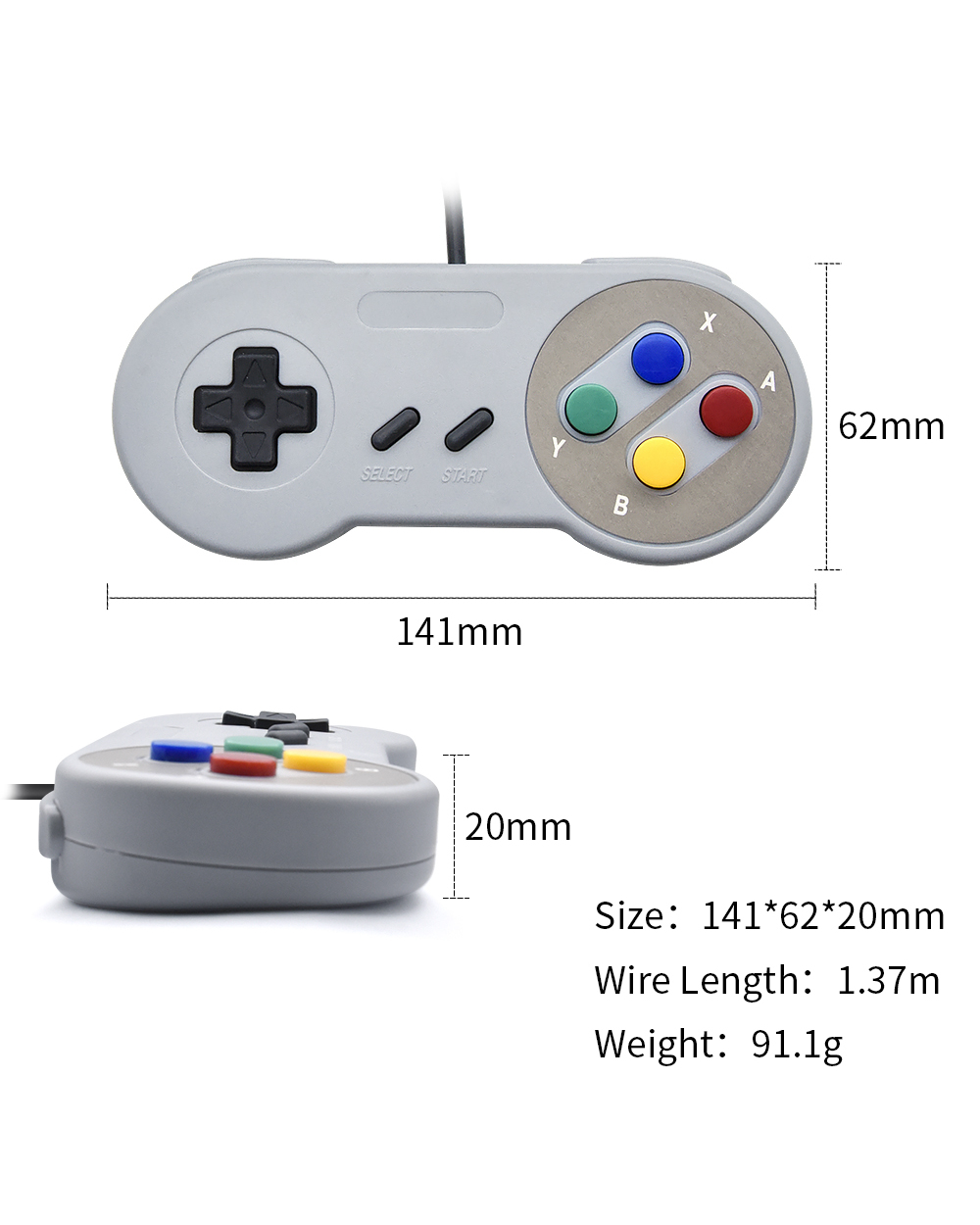 Usb Snes Controller Gaming Joystick Gamepad Controller/Xbox 360 Usb Wired Controller For Pc Win 7 / 8/10 For Raspberr front-2