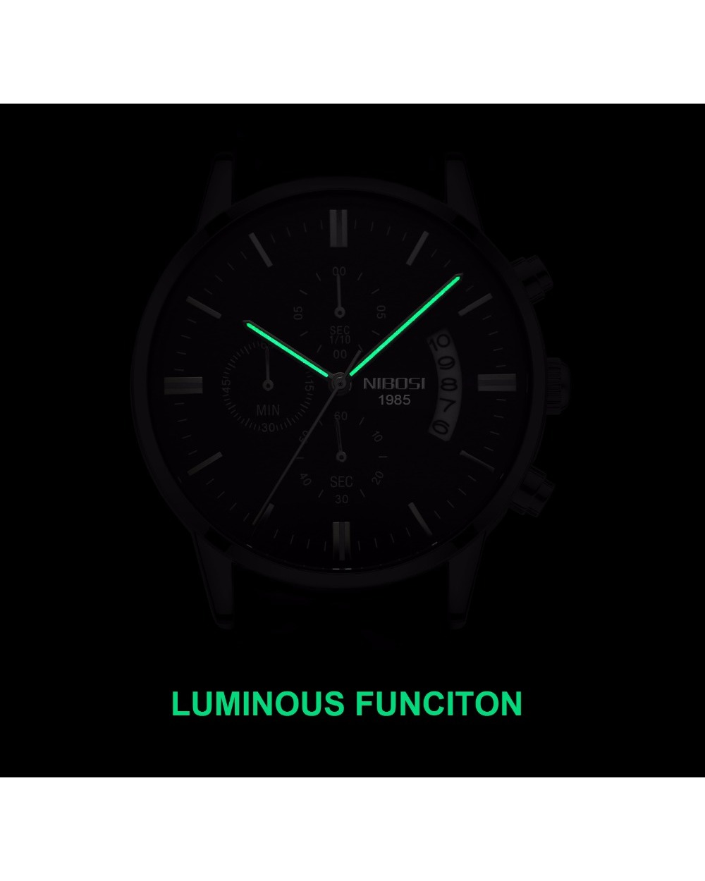 Nibosi Quartz Watch Men Gold Black Mens Watches Top Brand Luxury Chronograph Sports Watches Luminous Waterproof Relogio front-4