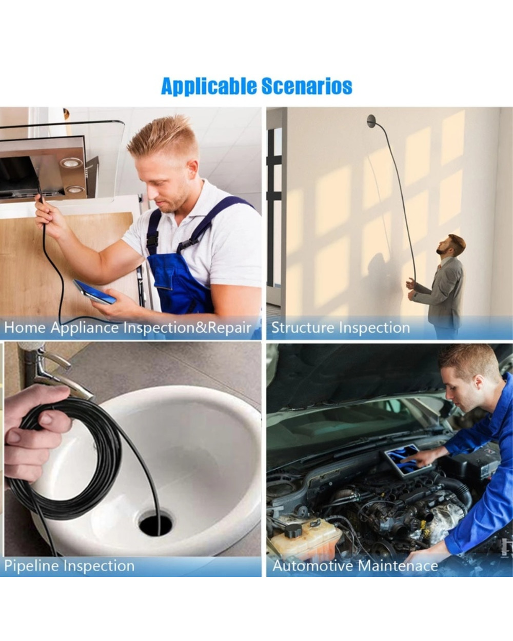 2020 New 7.0Mm Endoscope Camera Hd Flexible Ip67 Waterproof Mini Usb Endoscope 6Led Cable Inspection Borescope For And front-5