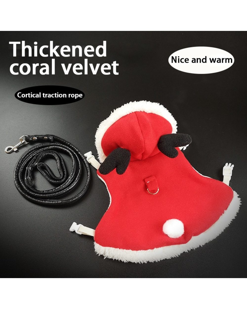Christmas Bunny Vest Harness Outdoor Leash Set Rabbit Clothing Suit Small Pet Ferret Hamster Small Animal Clothes front-5