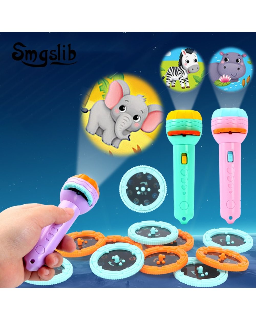 Flashlight Projector Torch Lamp Toy - Baby Sleeping Story Book - Early Education Toy for Kid - Birthday Christmas Gift front-0