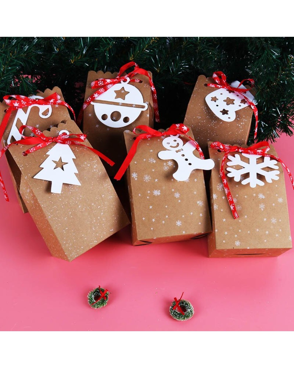 Merry Christmas Candy Box Bag Christmas Santa Snowman Gift Box Paper Box Gift Bag Container Supplies Navidad front-0