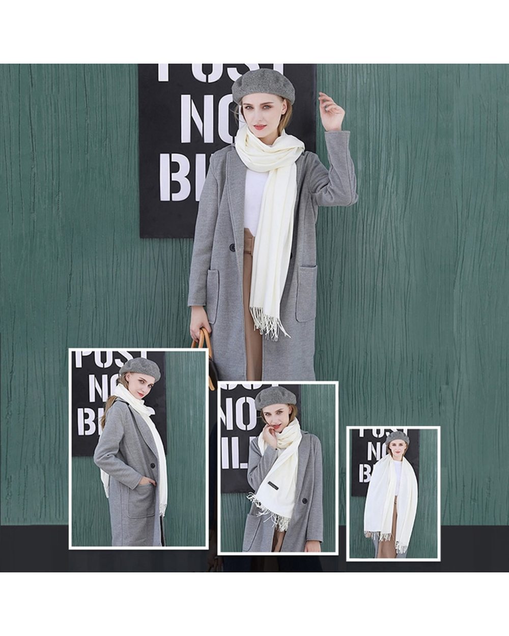 2022 Winter Cashmere Women Scarf Female Luxury Brand Scarves Lady Tassel Bandana Women Solid Shawl Wraps Foulard Tippet front-2