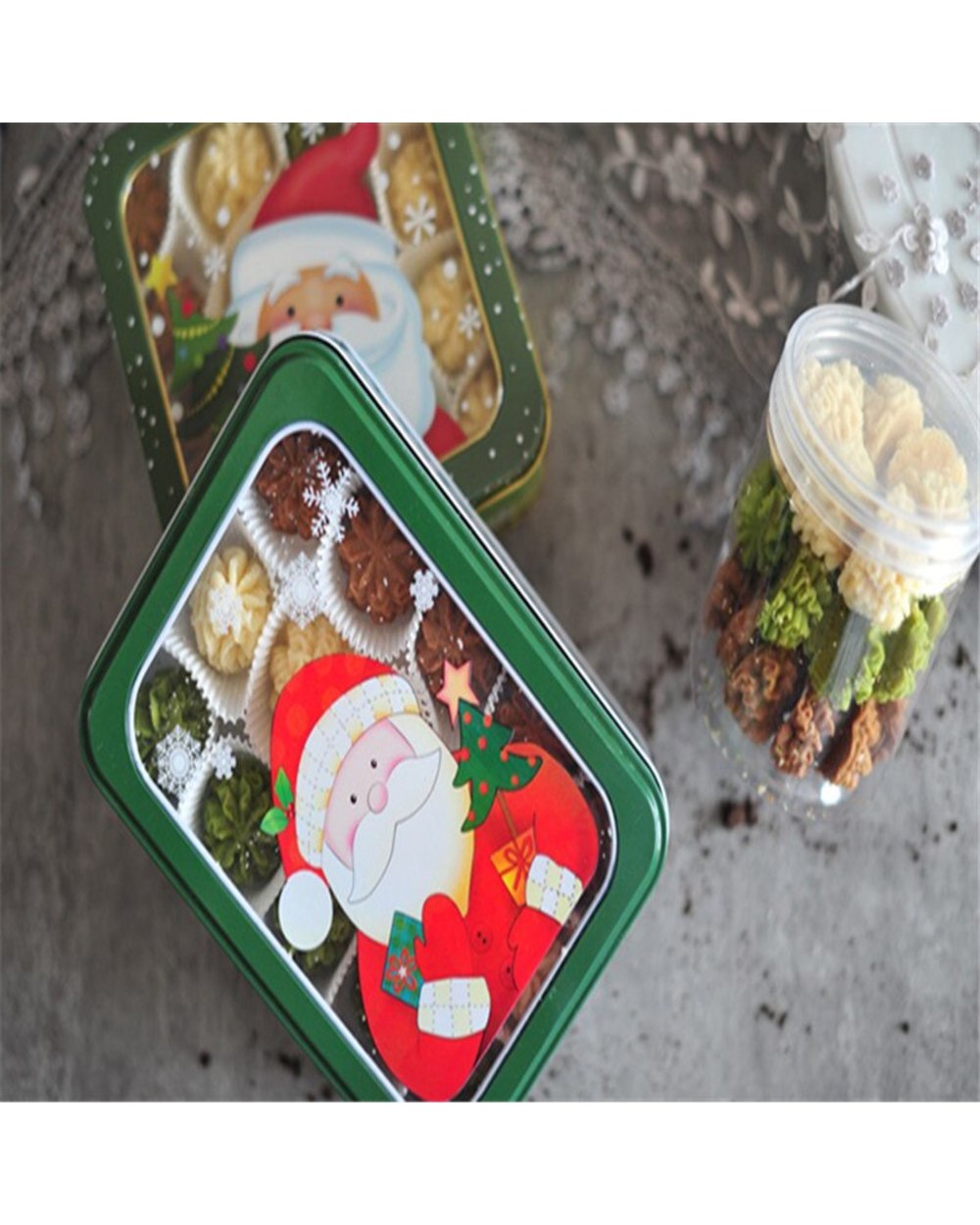 Merry Christmas Candy Box Christmas Tree Gift Box Party Gift Iron Box Container Supplies Scented Tea Biscuits Nut Box front-5