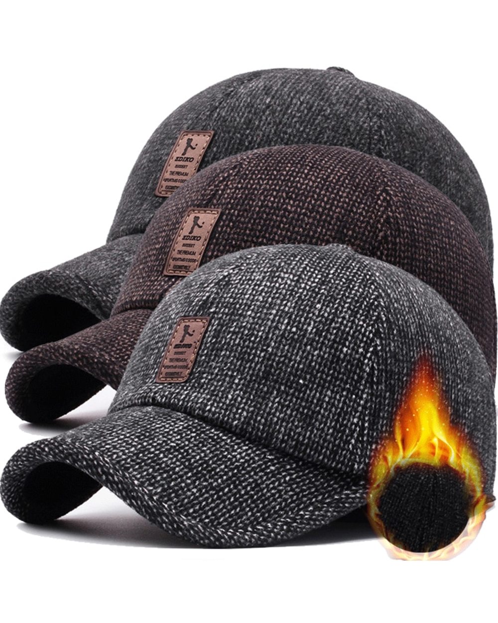 Retro Wool Winter Hats For Men Ear Cover Cap Sport Golf Baseball Caps Snapback Women Casquette Dad Hat Caps Gorras Earf front-1