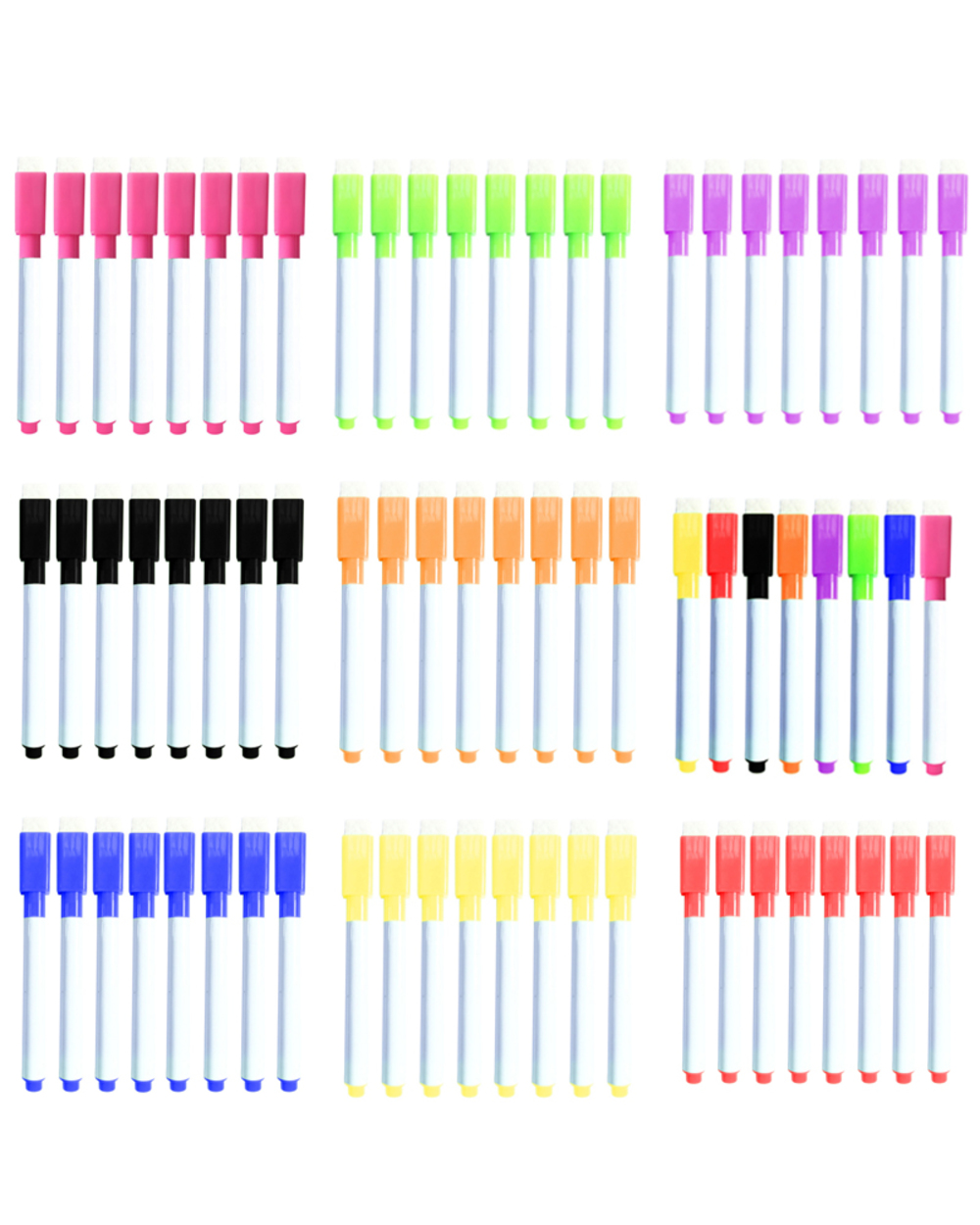 8Pcs Water-Colour Brush Whiteboard Marker Pens White Board Dry-Erase Pen With Eraser Magnetic Markers Writing Water Col front-0