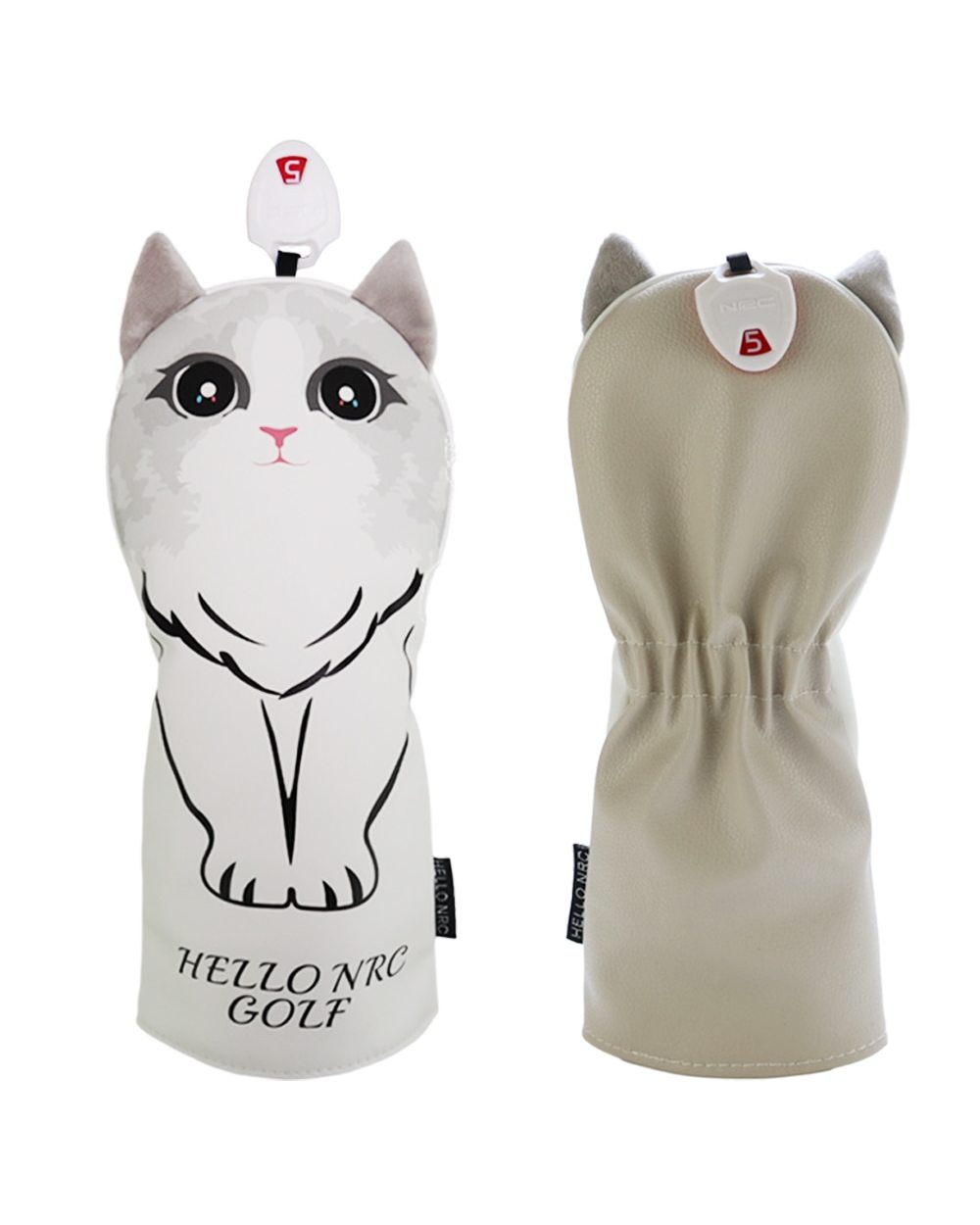 Cute Cat Ragdoll Club Head Cover for Driver Fairway Hybrid Putter PU Leather Protector Wood Covers Waterproof front-1