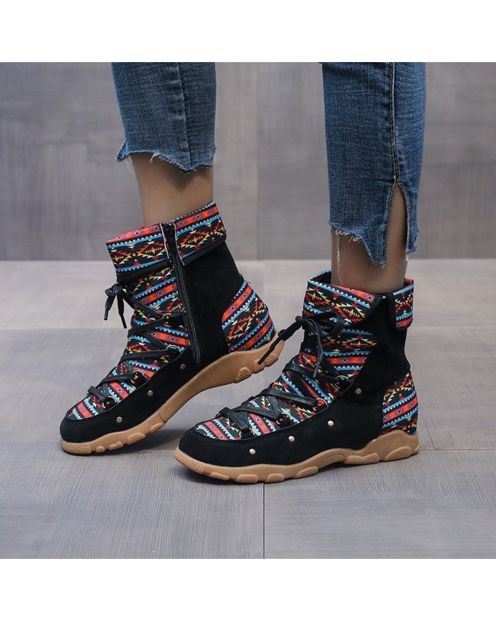 Women's Martin boots Bohemian Retro Style Zip Boots Booties Ladies Winter Leisure Keep warm Ankle VG06 front-1