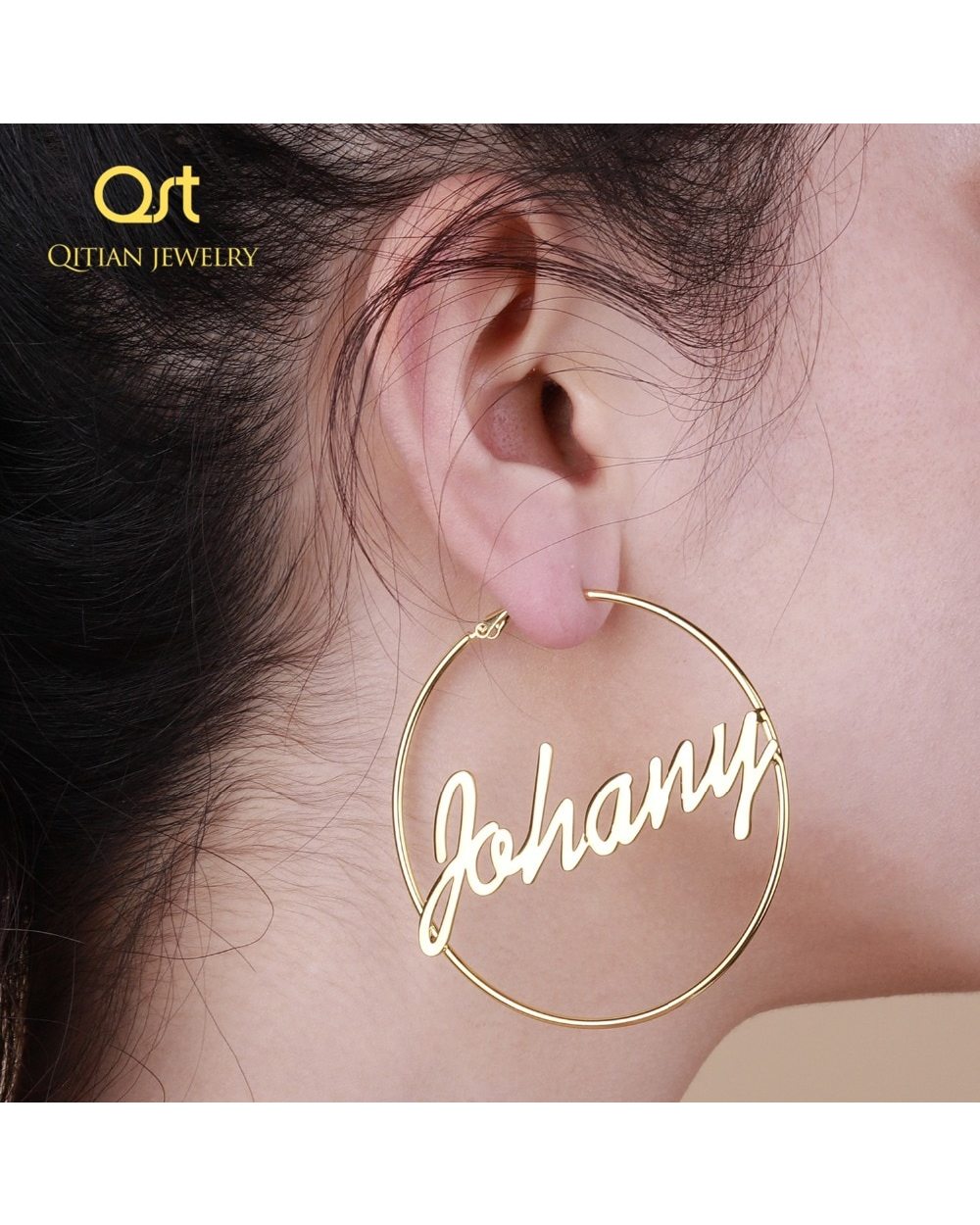 Custom Name Hoop Earring front-0