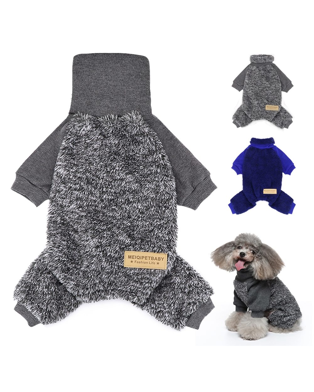 Warm Winter Dog Clothes Soft Pet Jumpsuit Coat Puppy Cat Turtleneck Sweater For Chihuahua Small Large Dogs Clothing S-XL front-0