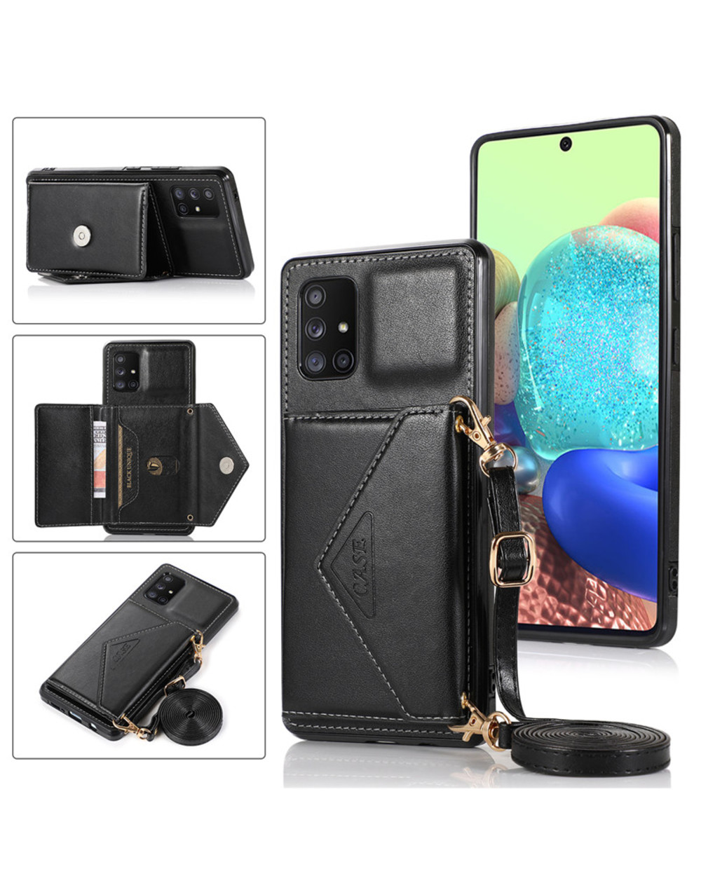 Tpu Leather Case For Galaxy A71 4G A42 5G A72 A52 A32 A12 A21s A51 M51 Wallet Coque Cards Holder Back Phone Bag Cover front-0
