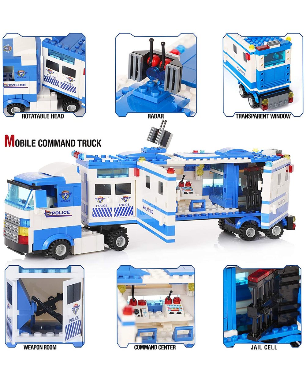 City Police Car Building Blocks Compatible SWAT Cop Car Truck Helicopter Bricks Friends STEM Toys for Children Boys front-2