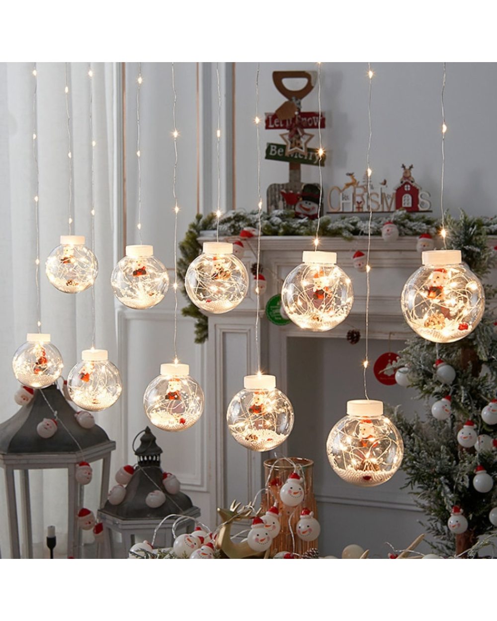 LED Curtain String Light Ball Santa Claus New Year 2022 Christmas Decortions for Home Noel Navidad Xmas Tree Decorations front-3