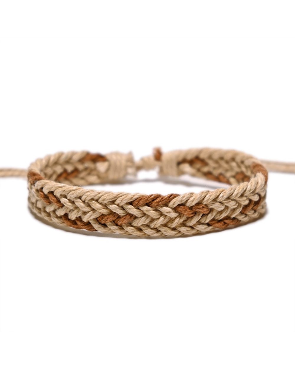 Handmade Vintage Cotton Rope Charm Bracelet for Women Men Brown Adjustable String Bracelet Jewelry front-5