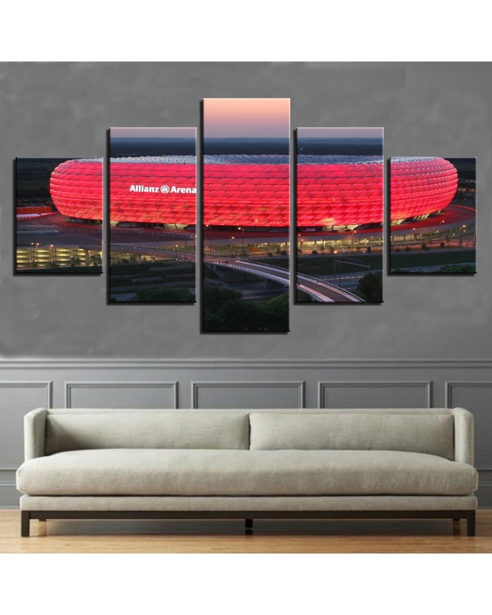 Bayern Munich Allianz Arena Group the Stadium Picture Print Sports 5 Panel Canvas Art Wall Decor front-0