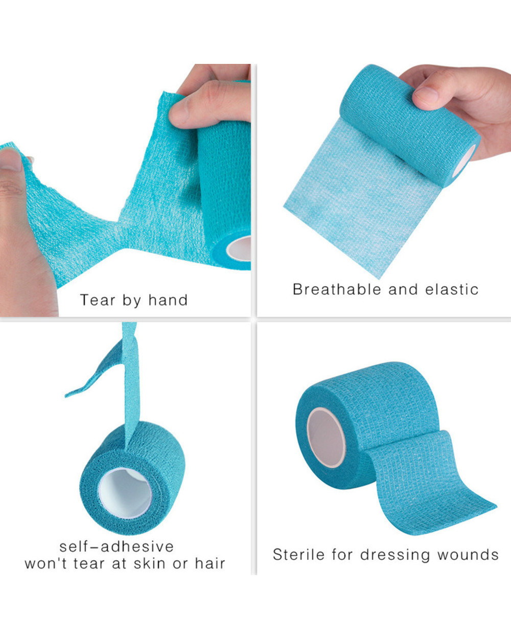 1Roll 2.5/5/10cm by 4.5m Gauze Medical Bandage Selfadhesive Breathable Elastic Bandages for Sports Fixing front-3