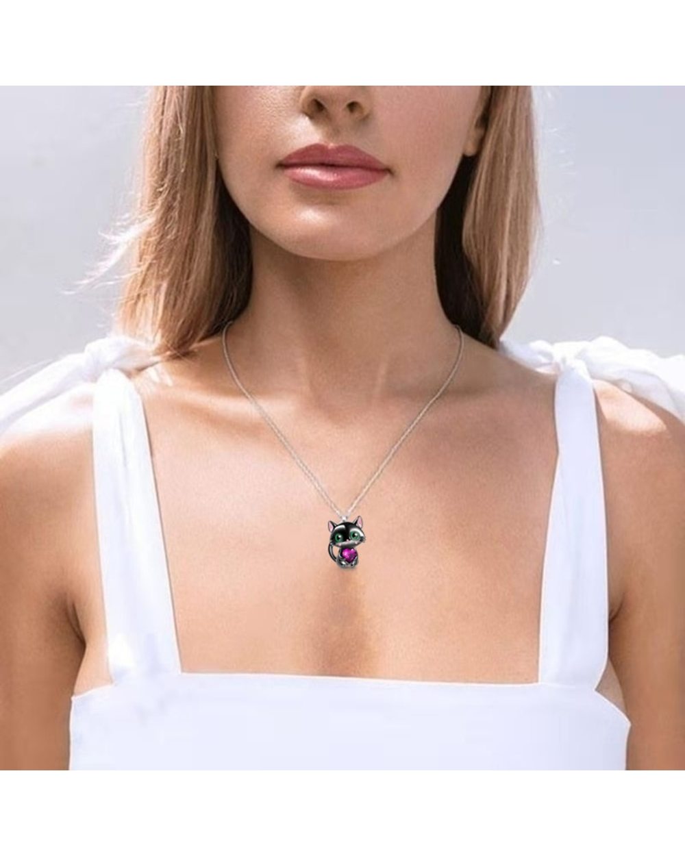 Ragdoll Love Crystal Cat Pendant Necklace Natural Love Crystal Cat Animal Jewelry Fashion front-3