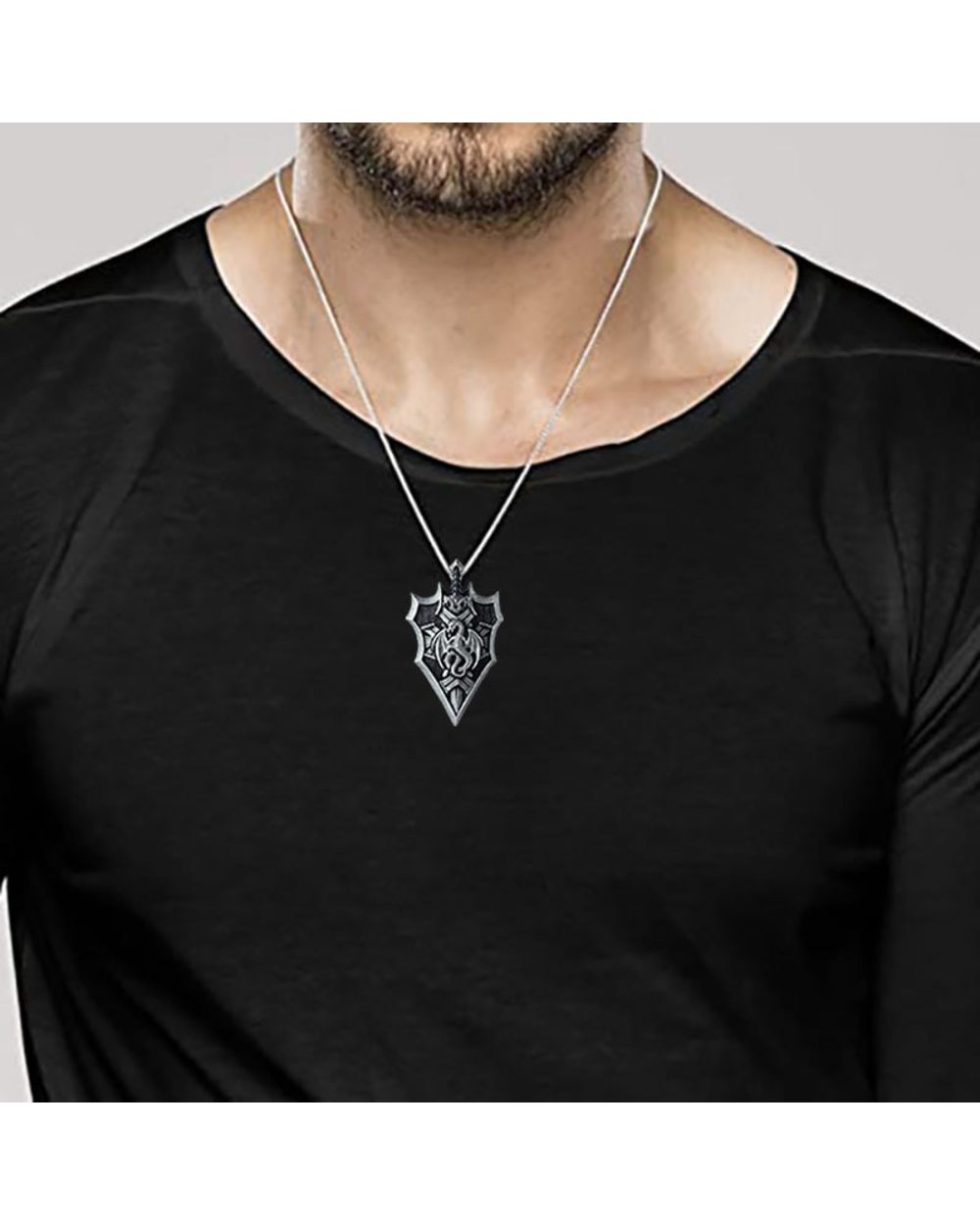 Dragon Pendant Shield Medal Necklace Mens Necklace Wholesale Items Mens Jewellery Fashion front-3