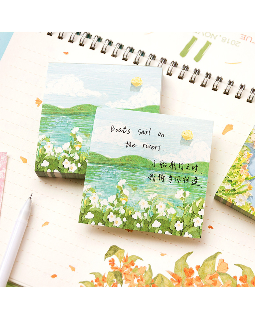 100 Sheets/Lot Oil Painting Sticky Note Self-Stick Note Office Memo Note School Office Supplies Stationery Back To Scho front-2