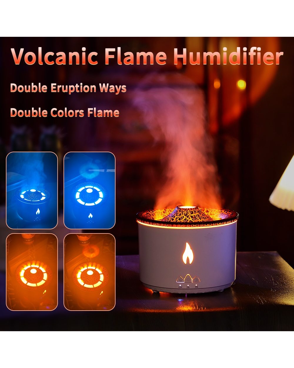 Fire Flame Diffuser Volcano Humidifier And Flavoring Fragrance Aroma Oil Diffuser Essential Oils Electric Smell For Hom front-0