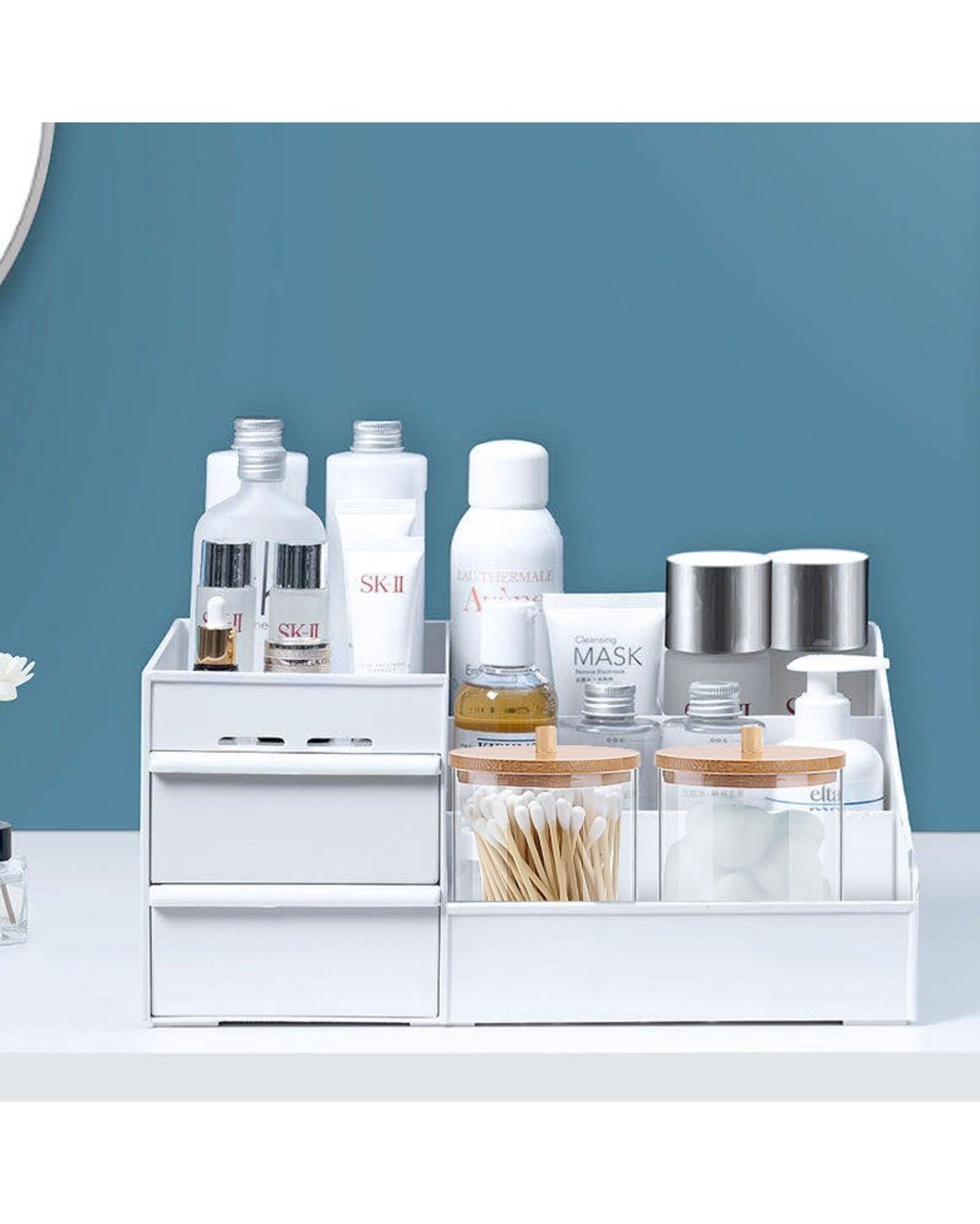 Makeup Cotton Pad Organizer Bathroom Storage Box front-6