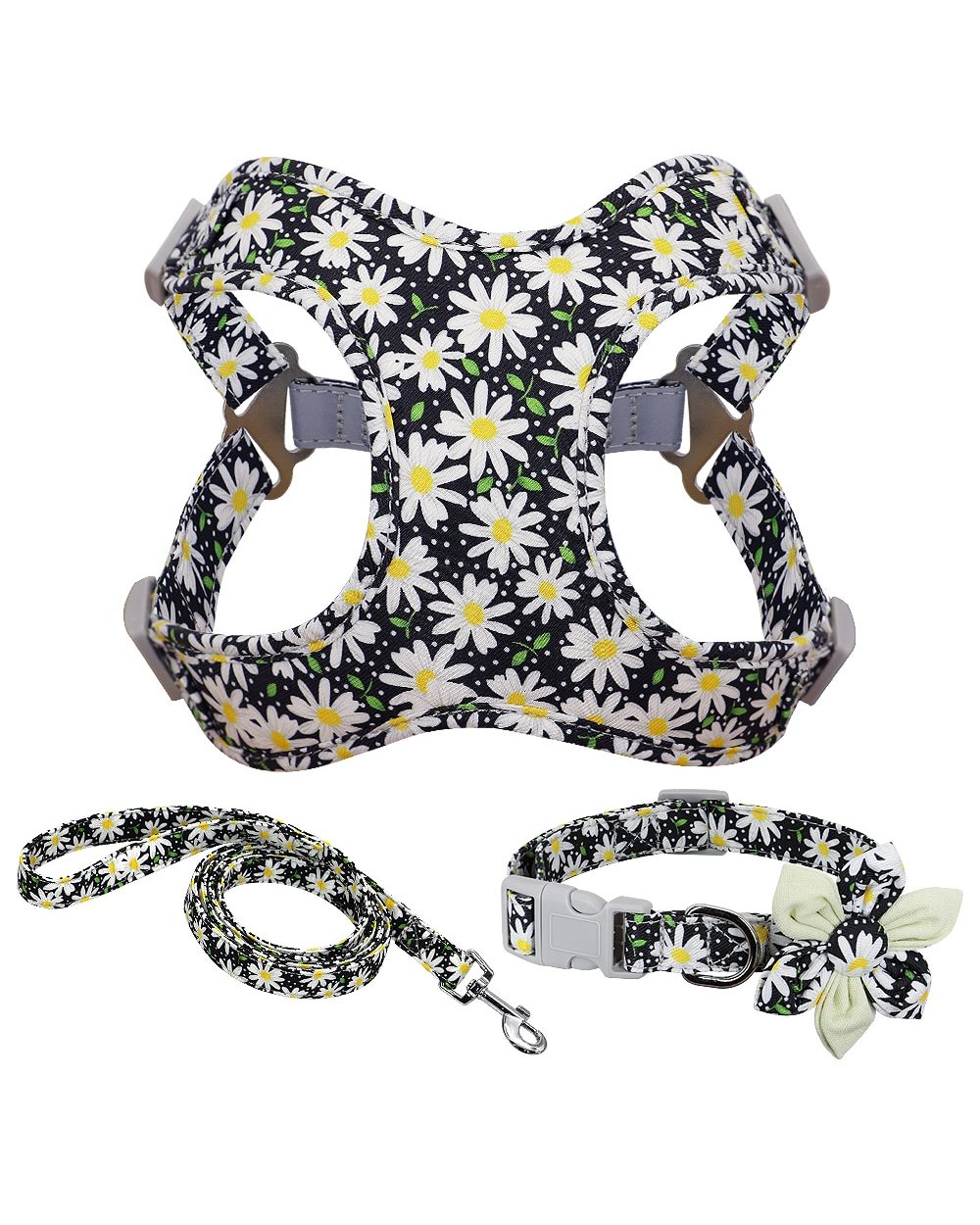 French Bulldog Harness Leash And Collar Set Printed No Pull Dog Harness Vest Leash Collar Set For Small Large Dogs front-2