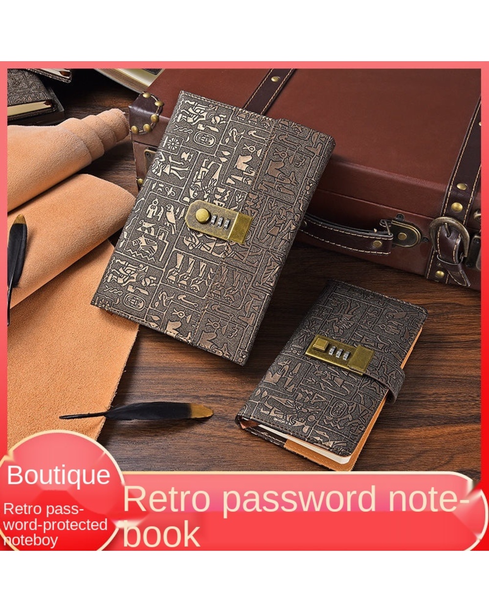 A5a6 Code Book With Lock Diary Book European Style Retro Notebook Simple Thickened Hand Account Book Notepad Agenda Pla front-0