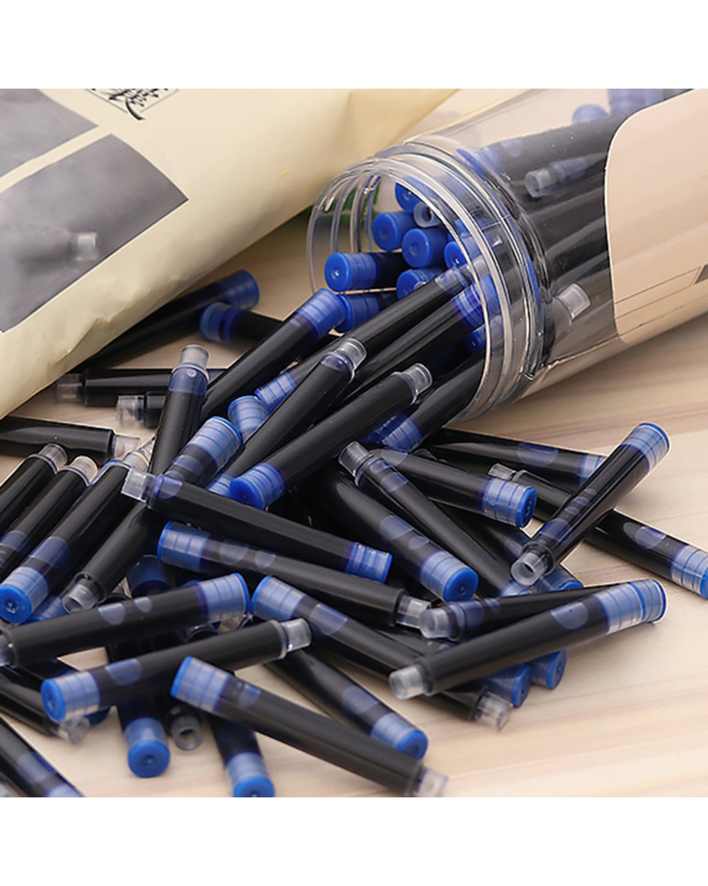 50Pcs Disposable Dia 3.4Mm Fountain Pen Ink Cartridge Refills Bottle/Bag Set Blue/Black/Red School Office Stationery Su front-0