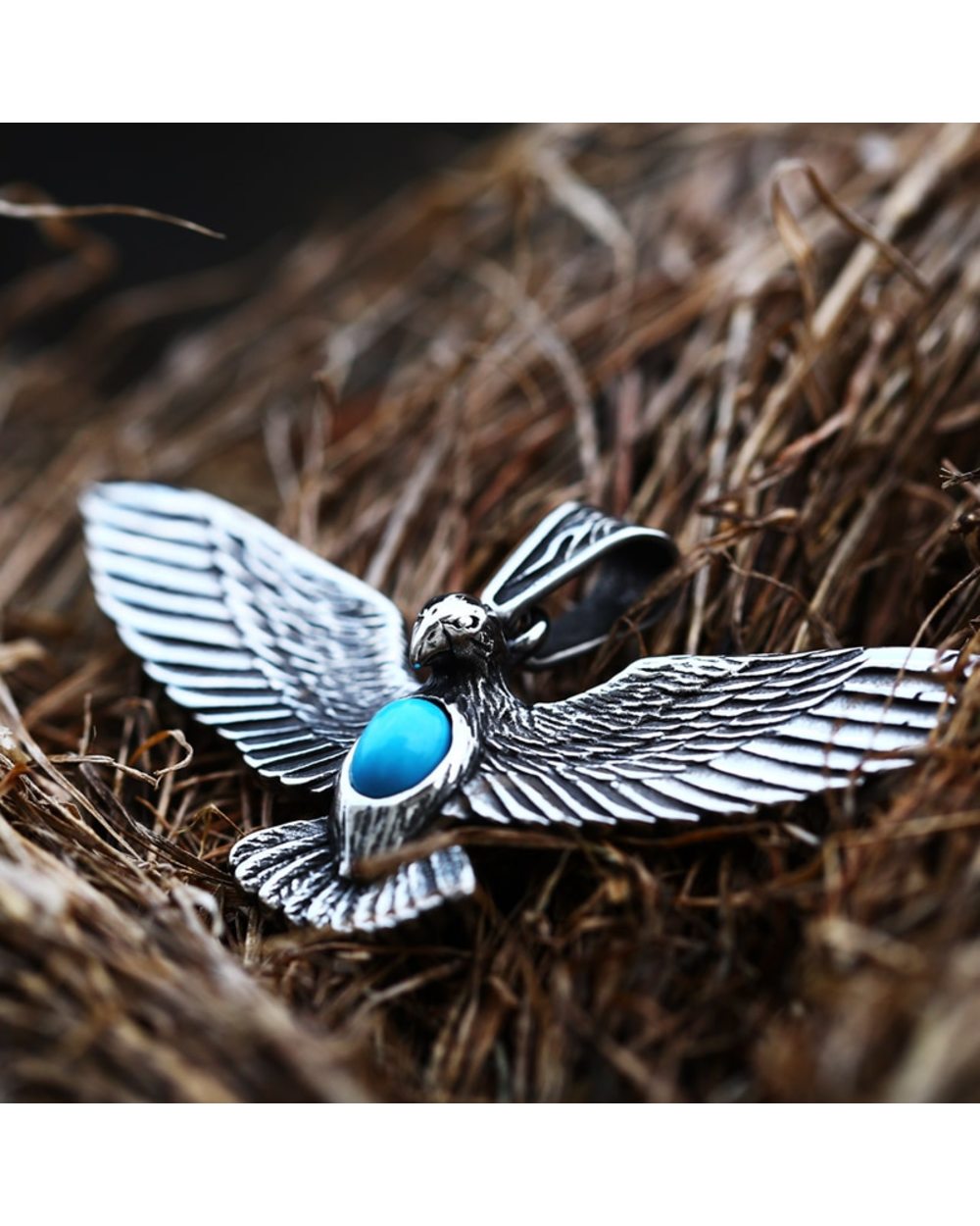 Eagle Japen Feather Pendant Fashion Vintage Men Pendant Chain Necklace Jewelry front-4