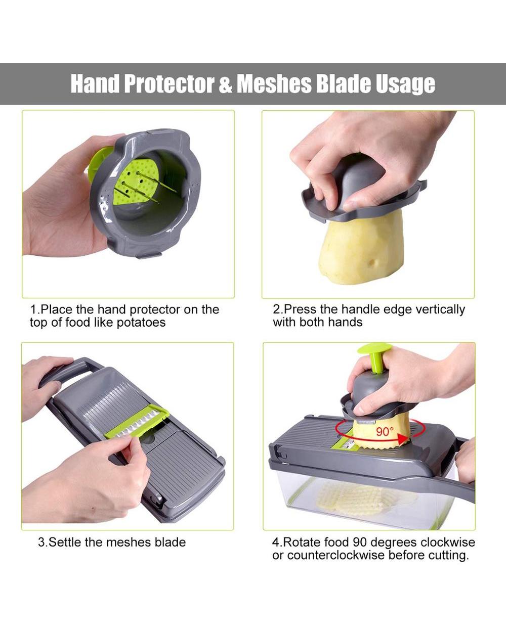 Vegetable Cutter 8 In 1 6 Dicing Blades Slicer Shredder Fruit Peeler Potato Cheese Drain Grater Chopper Kitchen Accries front-5