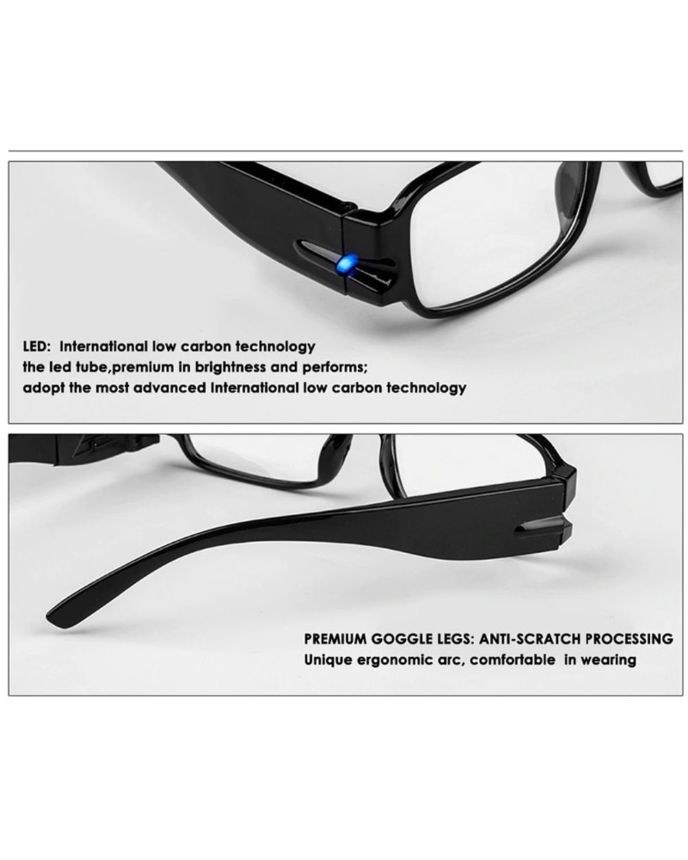 Unisex Multi Strength Reading Glasses With Led Unisex Eyeglasses Spectacle Diopter Magnifier Light Up Night Presbyopic front-2
