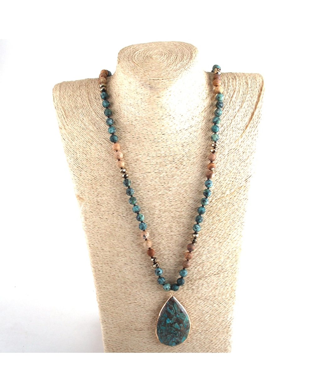 Fashion Boho Jewelry Natural Stones With Semi Precious Pendant Women Bohemia Necklace front-1