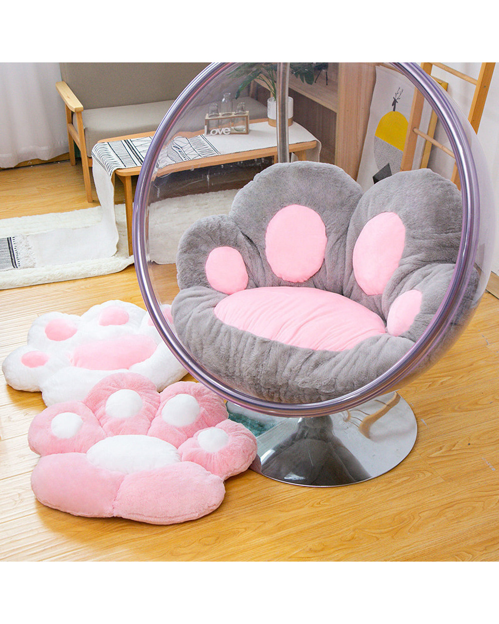 Chair Cushions, Cute Cat Paw Shape Plush Seat Cushions for Home Office Hotel Café New Style 2021 front-0
