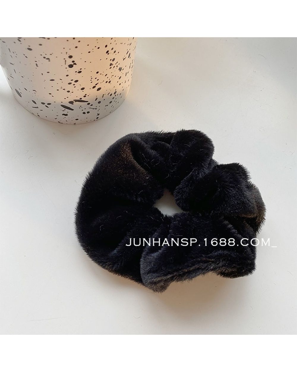 Temperament Black/New Sweet Flannel French Large Intestine Circle Ponytail Hair Circle Hair Out All-Match Female Catch front-5