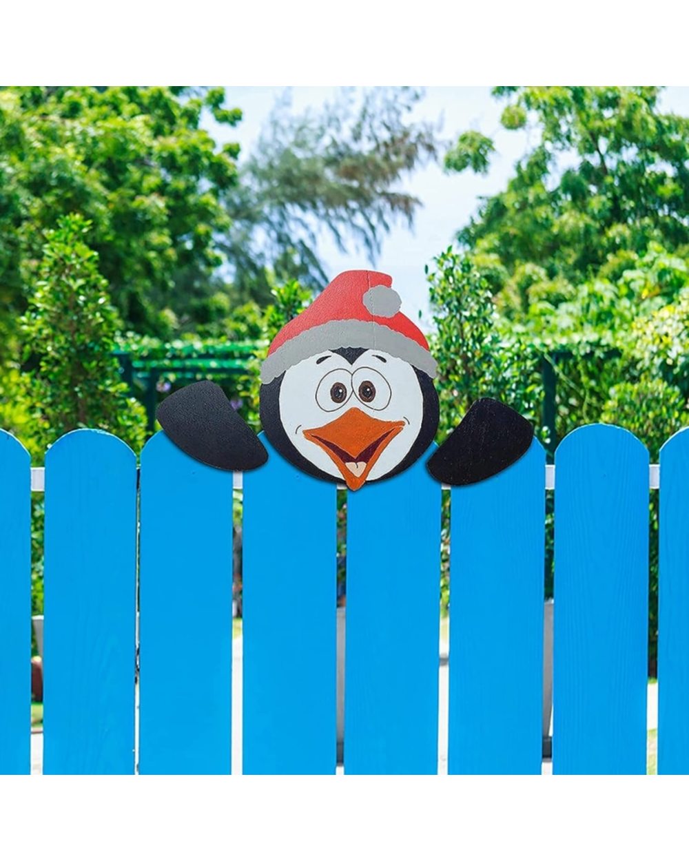 Funny Santa Claus Fence Peeker Outdoor Christmas Animal Reindeer Charming Ornaments New Year Party Decorations For Home front-2