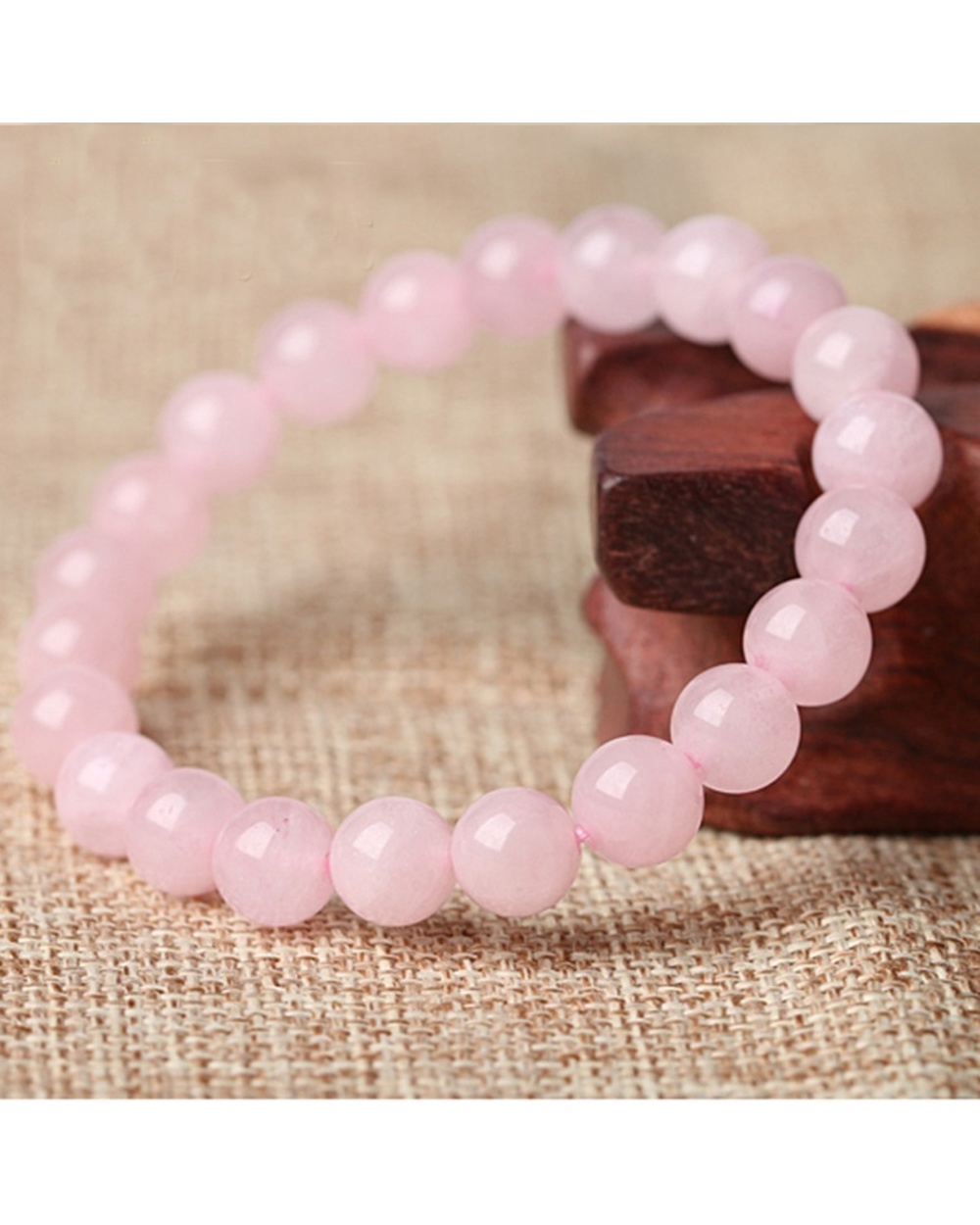 2021 Pink Rose Powder Crystal Quartz Natural Stone Streche Bracelet Eic Cord Pulserase Jewelry Beads Lovers Woman Gift front-3