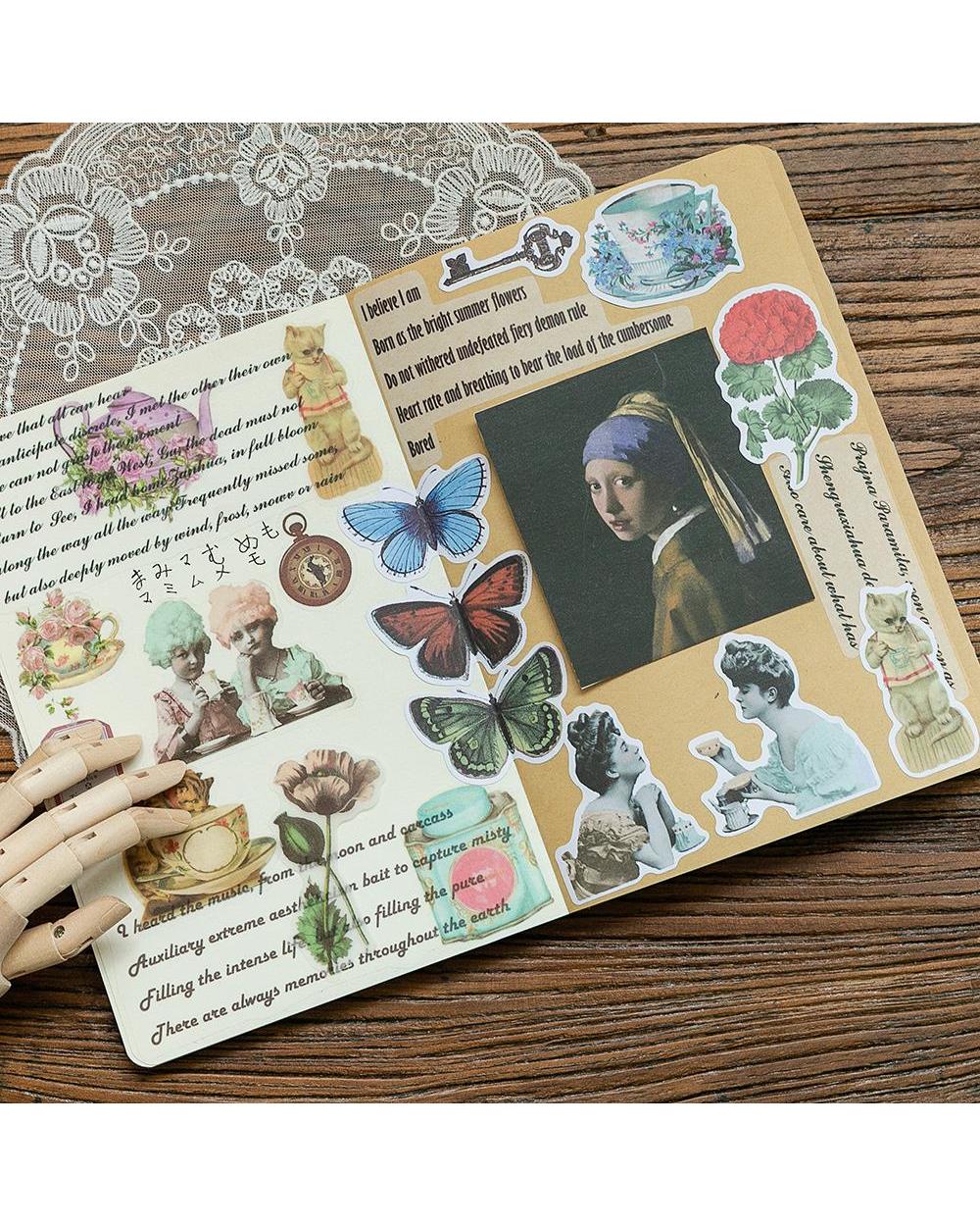 40 Pcs/1Lot Kawaii Stationery Stickers Vintage Alice Dream Diary Planner Junk Journal Decorative Scrapbooking Diy Craft front-5