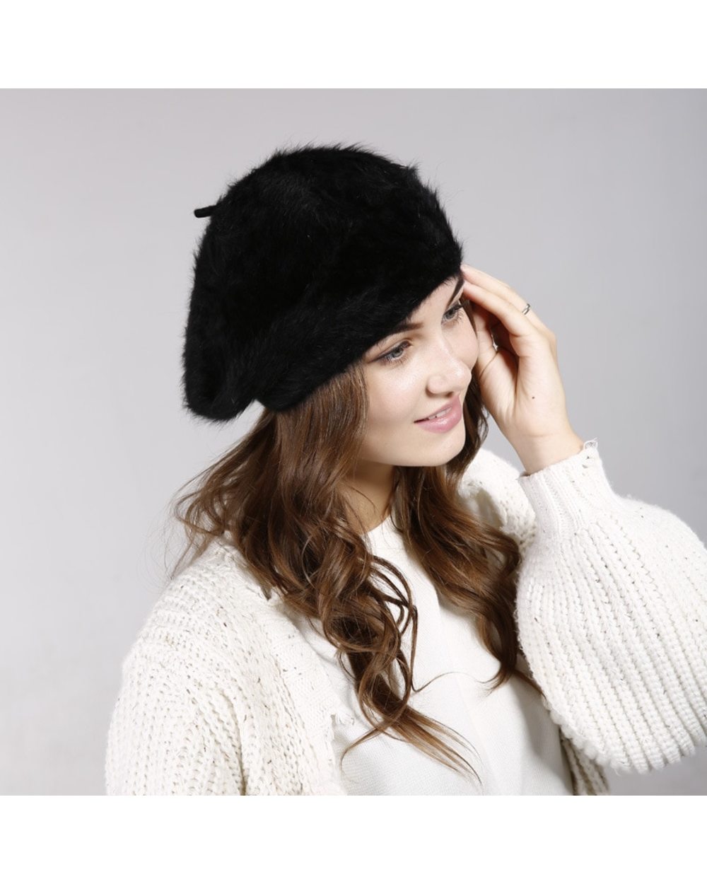 Hat Women Lady Winter Imitation Rabbit Hair Hat New Winter Wool Hat Thickened Warm Knit Hat Hats For Women Hats Cap For front-3