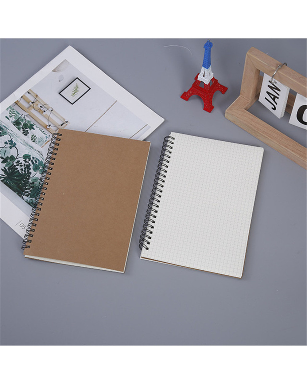 Kraft Paper A5 Spiral Notebook Office School Supplies Drawing Sketch Notebooks Blank Dotted Line Grid Page Planner Diar front-1