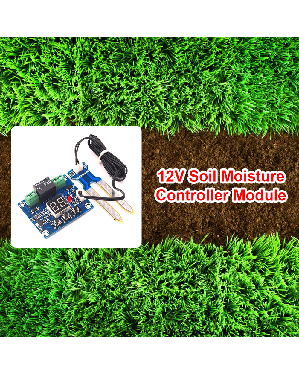 Xh-M214 12V Soil Humidity Sensor Controller Irrigation System Automatic Watering Module Digital Display Humidity Contro front-3