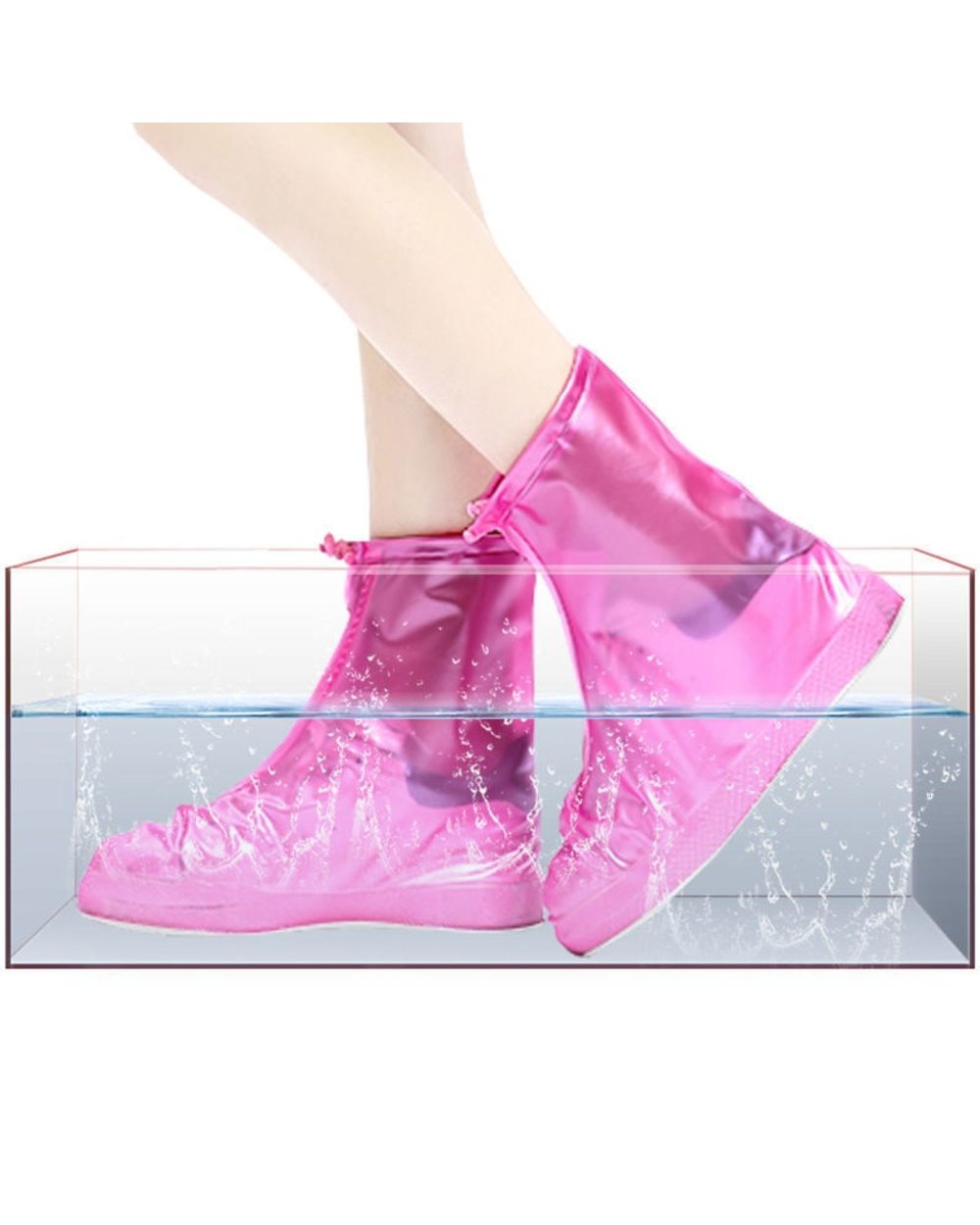 Men Womens Reusable Rain Boot Cover Non-slip Wear-resistant Thick Waterproof Shoe Cover Rain Boot Cover front-2