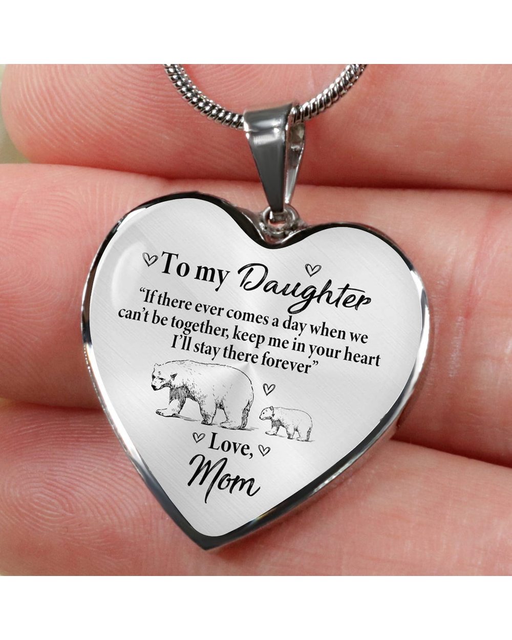 To My Daughter Heart Shape Pendant Necklace From Love Mom front-0