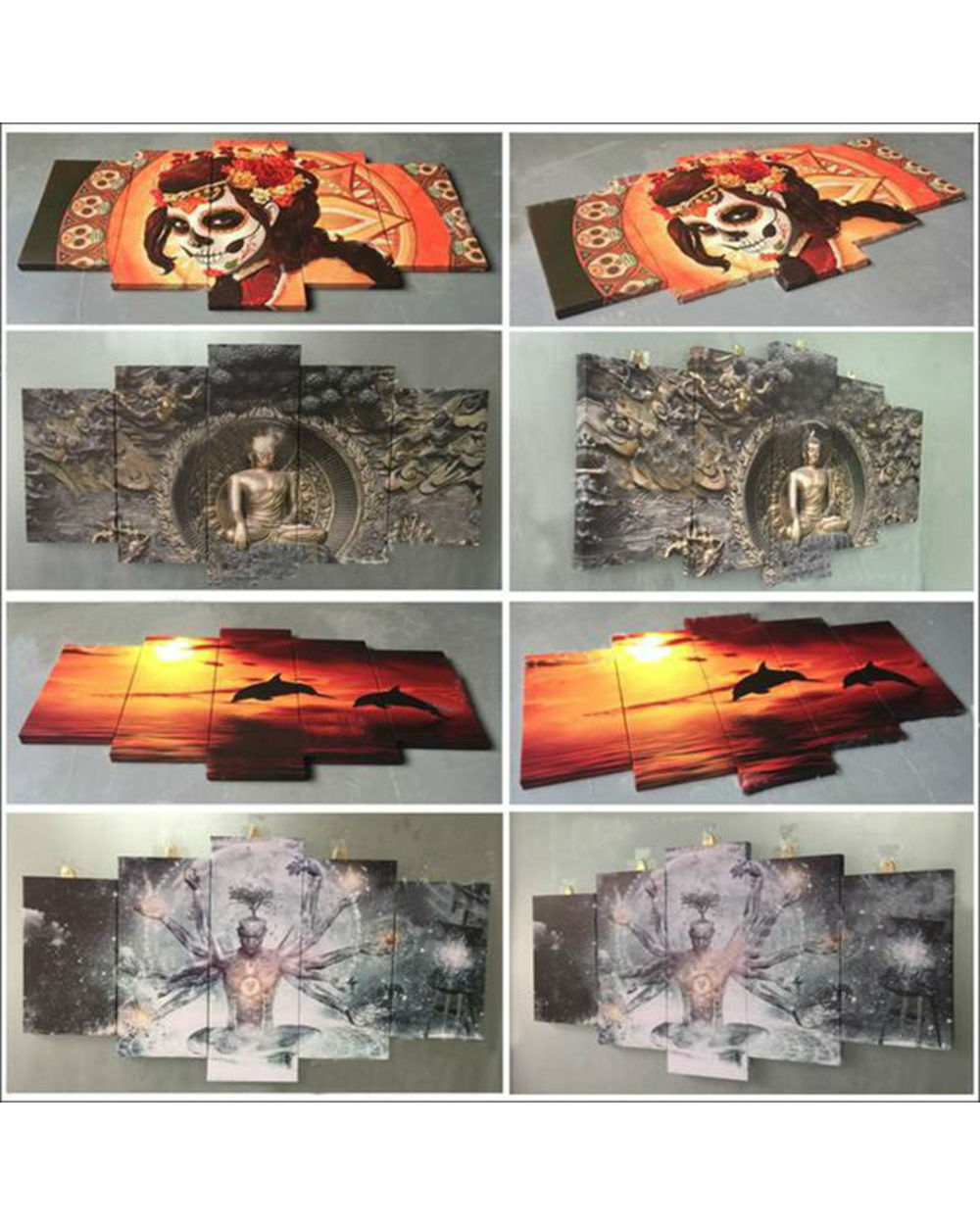 New York City Bridge View Print Scenery 5 Panel Canvas Art Wall Decor front-4