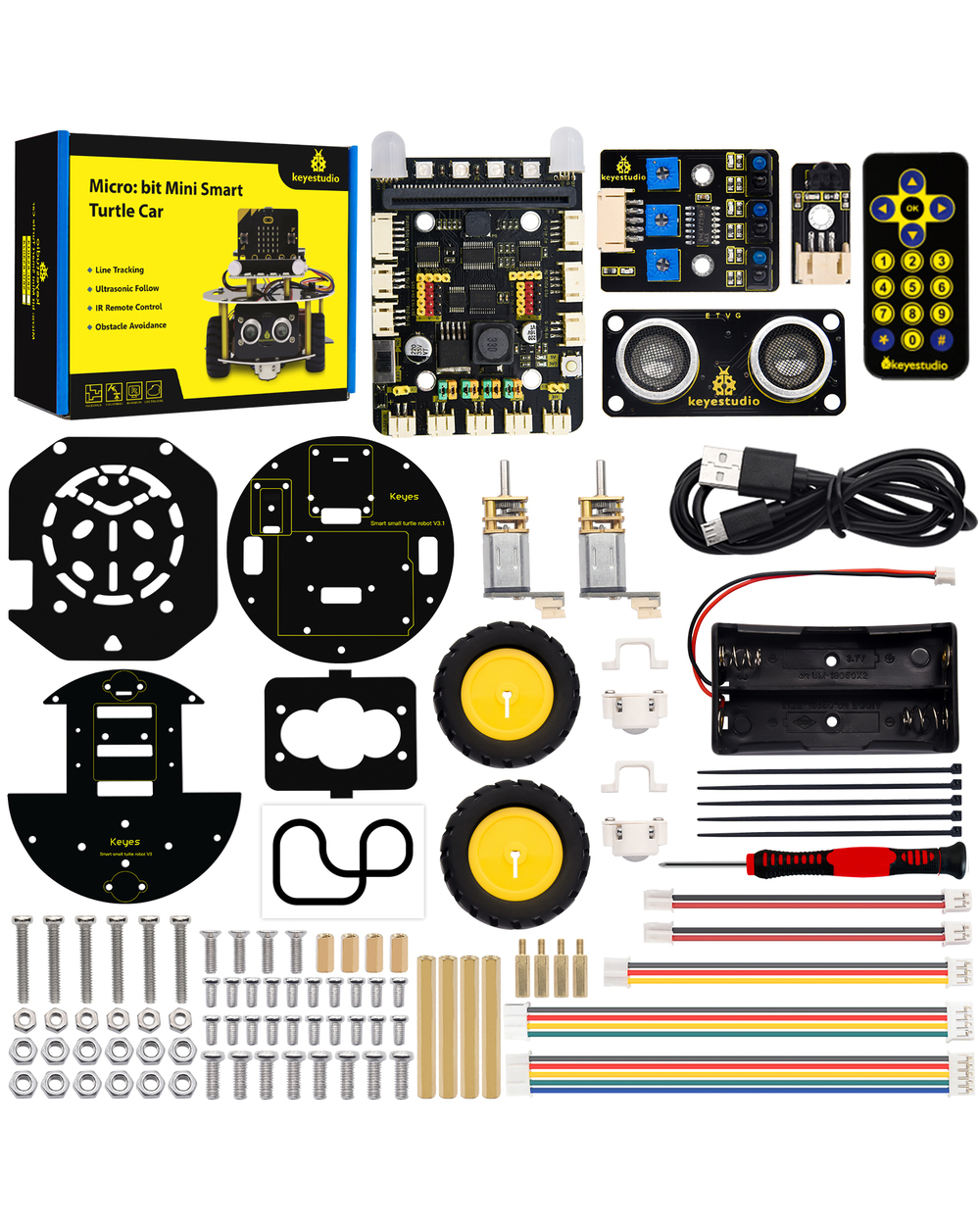 Keyestudio Micro:Bit V2 Robot Car Mini Smart Turtle Robot Kit For Microbit Robot Car Python Programming Stem Electronic front-1