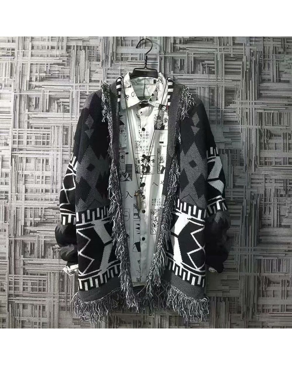 Autumn and Winter New Knitted Cardigan Men Tassel Retro Lazy Sweater WCS front-2