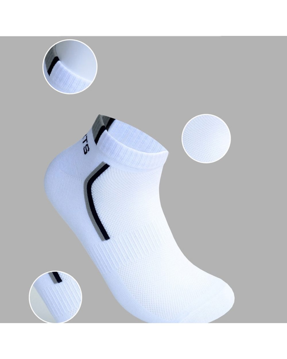 Combo 5 pairs of Men's socks Mesh Breathable Short Casual Socks Summer Cotton Sports Socks front-4
