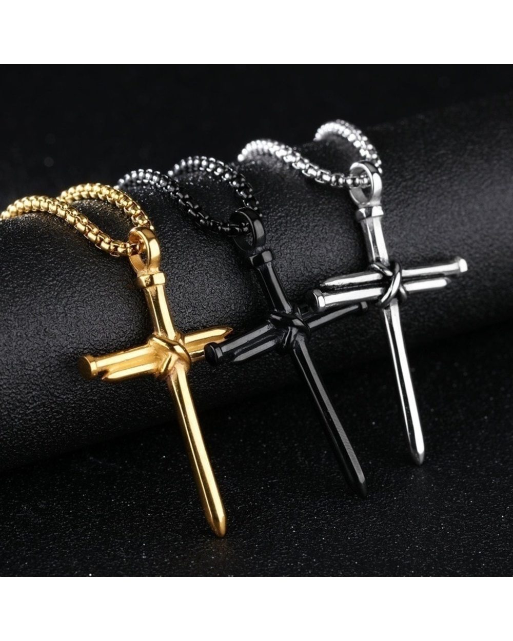 Nail Cross Necklace Vintage front-4