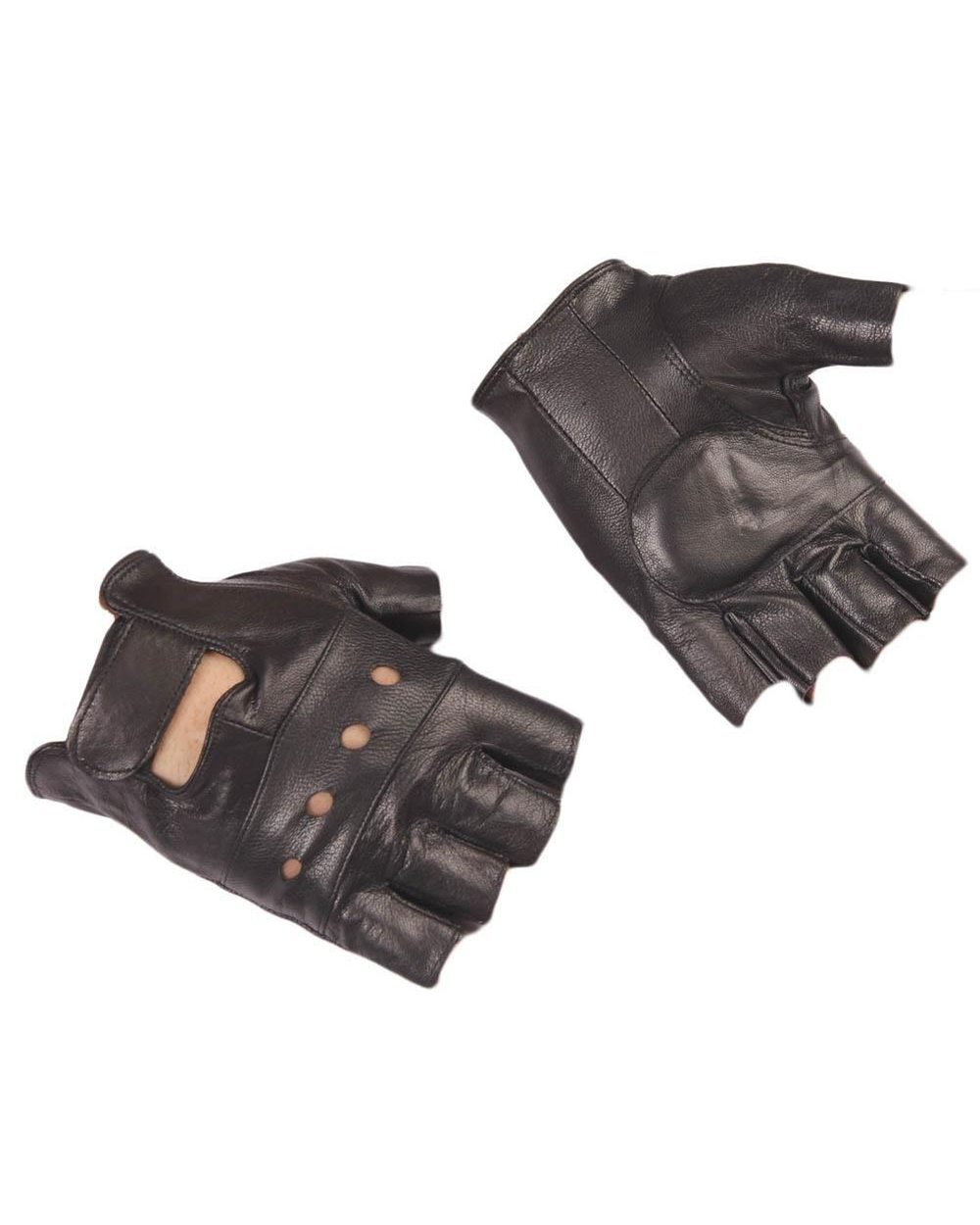 Men Slip-Resistant Leather Moto Fingerless Gloves Half Finger High Quality Hip-Hop Mittens Driving Training Fitness Glo front-5